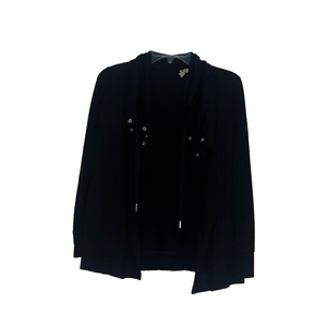 cable and gauge Black Cardigan cape with Button Accents